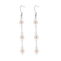 Stainless Steel Drop Earring 304 Stainless Steel with Freshwater Pearl fashion jewelry & for woman original color Sold By Pair