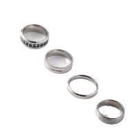 Rozsdamentes acél Finger Ring, 304 rozsdamentes acél, 4 darab & divat ékszerek & az ember, Által értékesített Set