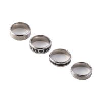 Rozsdamentes acél Finger Ring, 304 rozsdamentes acél, 4 darab & divat ékszerek & az ember, Által értékesített Set