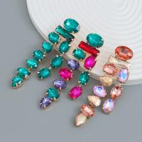 Zinc Alloy Drop Earrings with Glass Rhinestone fashion jewelry & for woman nickel lead & cadmium free Sold By Pair