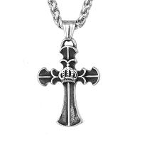 Titanium Steel Necklace, Cross, polished, vintage & different styles for choice & for man, 41.50x29.50mm, Length:60 cm, Sold By PC