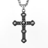 Titanstahl Halskette, Kreuz, poliert, Vintage & verschiedene Stile für Wahl & für den Menschen, 60.20x40.20mm, Länge:60 cm, verkauft von PC
