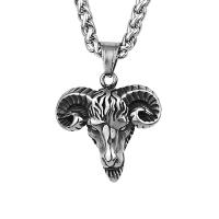 Titanium Steel Necklace, Sheep, polished, vintage & different styles for choice & for man, 30.70x29.80mm, Length:60 cm, Sold By PC