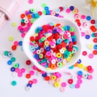 Perles en argile polymère, argile de polymère, Plat rond, DIY, multicolore, 6x1mm, Trou:Environ 2mm, Environ 12000PC/sac, Vendu par sac
