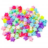 Plastic Beads, Polystyrene, Star, injection moulding, DIY, mixed colors, 10x5mm, Approx 2300PCs/Bag, Sold By Bag