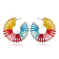 Zinc Alloy Stud Earring with Seedbead gold color plated fashion jewelry & for woman Sold By Pair
