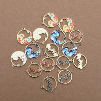 Tibetan Style Enamel Pendants, Round, plated, DIY & different designs for choice, more colors for choice, nickel, lead & cadmium free, 10PCs/Bag, Sold By Bag
