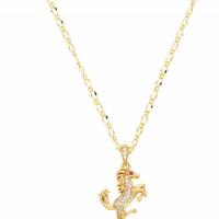 Cubic Zircon Micro Pave Brass Necklace, with 5cm extender chain, Animal, plated, fashion jewelry & different designs for choice & micro pave cubic zirconia, golden, nickel, lead & cadmium free, Length:45 cm, Sold By PC