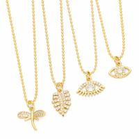 Cubic Zircon Micro Pave Brass Necklace plated fashion jewelry & micro pave cubic zirconia gold nickel lead & cadmium free Length 43 cm Sold By PC