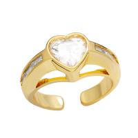 Cubic Zirconia Micro Pave Brass Ring Heart plated fashion jewelry & micro pave cubic zirconia nickel lead & cadmium free Inner Approx 17mm Sold By PC