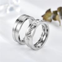 Rhinestone-Edelstahl -Finger-Ring, 316 L Edelstahl, unisex & verschiedene Größen vorhanden & verschiedene Stile für Wahl & mit Strass, keine, frei von Nickel, Blei & Kadmium, 6MM, verkauft von PC