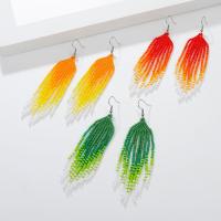 Earring Jewelry, Seedbead, with 304 Stainless Steel, fashion jewelry & for woman, more colors for choice, 23x90mm, Sold By Pair
