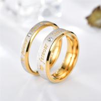 Rhinestone Stainless Steel Finger Ring 316L Stainless Steel Vacuum Ion Plating Unisex  & with rhinestone nickel lead & cadmium free Sold By PC
