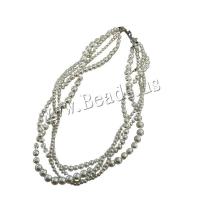 Multi Layer Necklace Plastic Pearl with Zinc Alloy plated for woman white Sold By PC