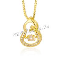 Cubic Zircon Micro Pave Brass Necklace, with 5CM extender chain, 18K gold plated, different styles for choice & micro pave cubic zirconia & for woman, golden, Length:Approx 43 cm, Sold By PC