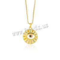 Evil Eye Jewelry Necklace Brass with 5CM extender chain real gold plated & micro pave cubic zirconia & for woman gold Length 43 cm Sold By PC
