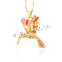 Cubic Zircon Micro Pave Brass Necklace, with 5CM extender chain, Wing Shape, real gold plated, micro pave cubic zirconia & for woman & enamel, more colors for choice, 27x27mm, Length:43 cm, Sold By PC