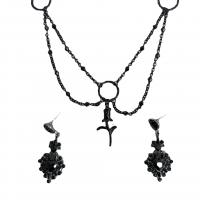 Conjuntos de jóias de liga de zinco, banhado, Vario tipos a sua escolha & micro pavimento em zircônia cúbica & para mulher, preto, vendido por PC