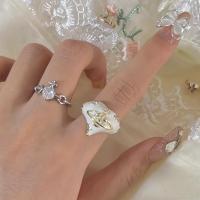 Zinc Alloy Finger Ring plated & micro pave rhinestone & for woman & enamel Sold By PC