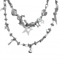 Zinc Alloy smykker halskæde, forgyldt, forskellige stilarter for valg & Micro Pave rhinestone & for kvinde, sølv, Solgt af PC