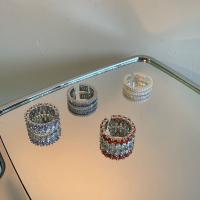 Модные кольца, цинковый сплав, Другое покрытие, разные стили для выбора & инкрустированное микро кубического циркония & инкрустированное микро стразы & Женский, Много цветов для выбора, продается PC