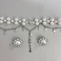 Conjuntos de joyería de aleación de zinc, con Perlas plásticas, chapado, diferentes estilos para la opción & micro arcilla de diamantes de imitación & para mujer, plateado, Vendido por UD
