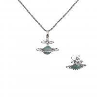 Zink Alloy Jewelry Sets, plated, olika stilar för val & Micro Pave rhinestone & för kvinna, silver, Säljs av PC