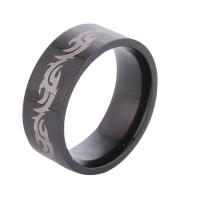Rozsdamentes acél Finger Ring, 304 rozsdamentes acél, divat ékszerek & egynemű & különböző méretű a választás, fekete, 8mm, Által értékesített PC