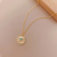 Evil Eye Jewelry Necklace Brass Round gold color plated fashion jewelry & evil eye pattern & for woman & enamel & with rhinestone multi-colored Length 41.-45 cm Sold By PC