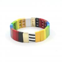 Zinc Alloy Bracelet Rectangle plated fashion jewelry & Bohemian style & stoving varnish & Unisex multi-colored nickel lead & cadmium free 16mm Inner Approx 55mm Sold By PC