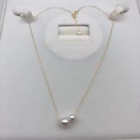 Collier de perles d'eau douce naturelles, perle d'eau douce cultivée, avec or 18K, avec 3cm chaînes de rallonge, Rond, bijoux de mode & pour femme, blanc, 6.5-7mm,8-9mm, Longueur:Environ 42 cm, Vendu par PC