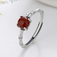 Solidny srebrny pierścień, 925 Srebro, ze Yunnan Red Agate, biżuteria moda & różne style do wyboru & dla kobiety, bez zawartości niklu, ołowiu i kadmu, 6mm, sprzedane przez PC