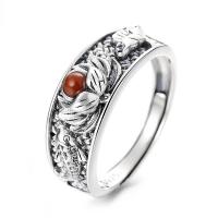 Solidny srebrny pierścień, 925 Srebro, ze Yunnan Red Agate, biżuteria moda & dla kobiety, bez zawartości niklu, ołowiu i kadmu, sprzedane przez PC