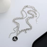 925 Sterling Silver Necklaces, with 1.97inch extender chain, Antique finish, Double Layer & fashion jewelry & for woman, nickel, lead & cadmium free, Length:Approx 16.53 Inch, Sold By PC