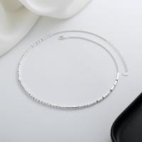 925 Sterling Silver Necklaces, with 1.97inch extender chain, bright silver color plated, fashion jewelry & for woman, nickel, lead & cadmium free, Length:Approx 15.74 Inch, Sold By PC