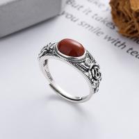 Sterling Silver Nakit Finger Ring, 925 Sterling Silver, s Yunnan Red Agate, modni nakit & za žene, nikal, olovo i kadmij besplatno, 9mm, Prodano By PC