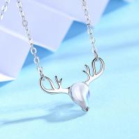 925 Sterling Silver Necklaces with Moonstone with 1.97inch extender chain Antlers fashion jewelry & for woman nickel lead & cadmium free Length Approx 15.74 Inch Sold By PC