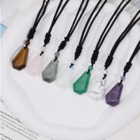 Natural Gemstone Necklace, with Nylon Cord, handmade, fashion jewelry & different materials for choice & Unisex, 18x38mm, Length:27.04 Inch, Sold By PC