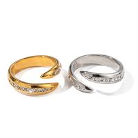 Rhinestone нержавеющей стали палец кольцо, Нержавеющая сталь 304, ювелирные изделия моды & Женский & со стразами, Много цветов для выбора, продается PC