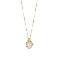 Stainless Steel Jewelry Necklace 304 Stainless Steel with 1.97inch extender chain Swan Vacuum Plating fashion jewelry & micro pave cubic zirconia & for woman gold Sold Per Approx 15.75 Inch Strand
