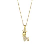 Stainless Steel Jewelry Necklace, 304 Stainless Steel, with 1.97inch extender chain, Giraffe, Vacuum Plating, fashion jewelry & micro pave cubic zirconia & for woman, gold, 26x12mm, Sold Per Approx 15.75 Inch Strand