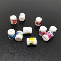 Contas de joias de porcelana, Coluna, DIY, Mais cores pare escolha, 8x10mm, Buraco:Aprox 3mm, Aprox 100PCs/Bag, vendido por Bag