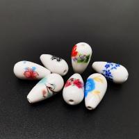 Porcelain Jewelry Beads, Teardrop, brushwork, DIY, more colors for choice, 10x20mm, Hole:Approx 3mm, Approx 100PCs/Bag, Sold By Bag