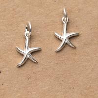 925 Sterling Silver Pendant, Starfish, plated, DIY, silver color, 13x12mm, Sold By PC