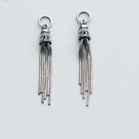 925 Sterling Silver Tassel Pendant Antique finish DIY silver color 37mm Sold By PC