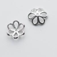 925 Sterling Silver Bead Cap Flower plated DIY silver color Sold By PC