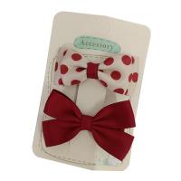Alligator Hair Clip Cloth with Iron Bowknot 2 pieces & for children red 6mm Sold By Set
