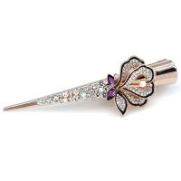Zinc Alloy Alligator Hair Clip with Resin Flower gold color plated fashion jewelry & for woman & with rhinestone Sold By PC