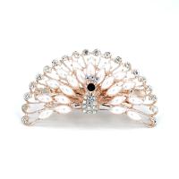 Zinc Alloy Pulling Spring Hair Clip with Plastic Pearl plated & for woman & with rhinestone 56-110mm Sold By PC