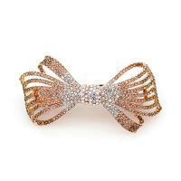 Zinc Alloy Pulling Spring Hair Clip Bowknot plated & for woman & with rhinestone Sold By PC